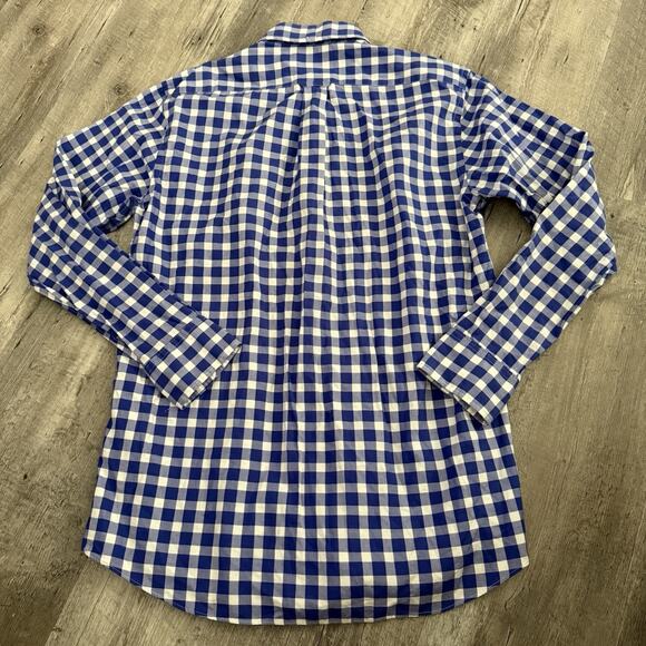 Faconnable Shirt Mens Small Club Blue Gingham Check Long Sleeve Button Up - Picture 5 of 7